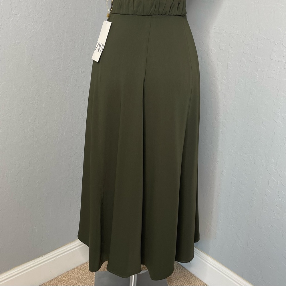 ZARA A-Line Midi Skirt – Olive Green (NWT) Size M - Picture 3 of 9